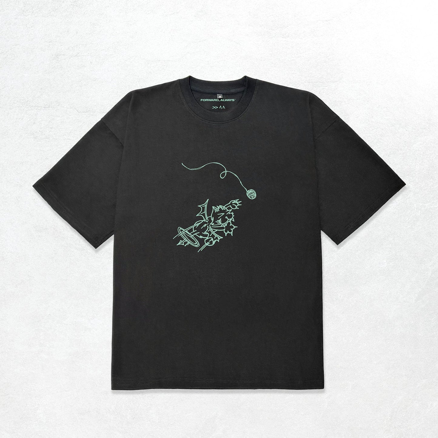 Forward, Always x Four Cats Swiping Bat Cat Tee: Black