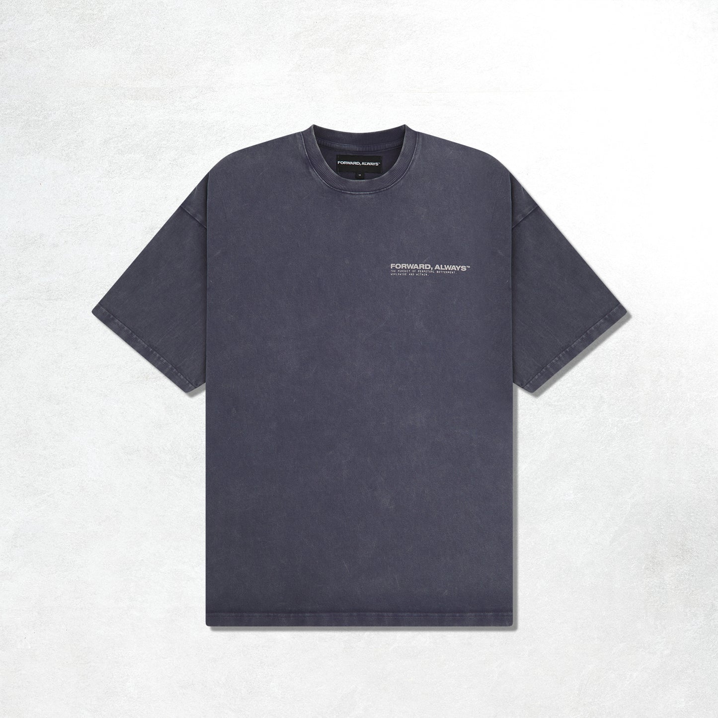 Forward, Always Garment Dyed Core Tee: Acid Wash Midnight + Cirrus